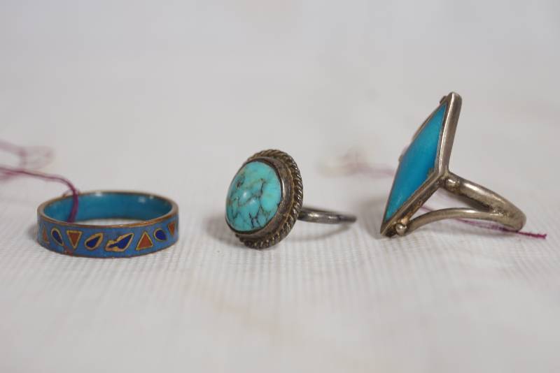 lot 1140 image: Lot of 3 Turquoise Rings