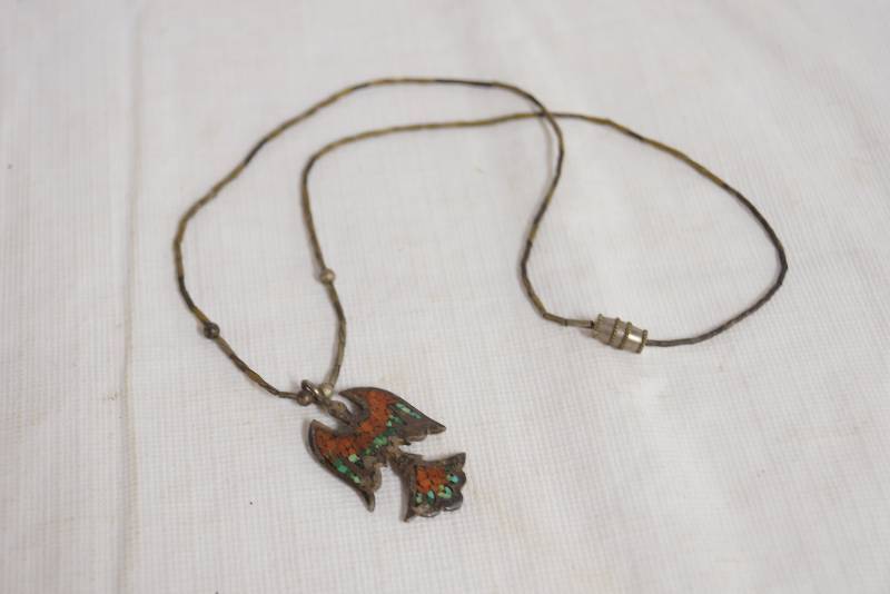 lot 1145 image: Silver and Turquoise Eagle Necklace