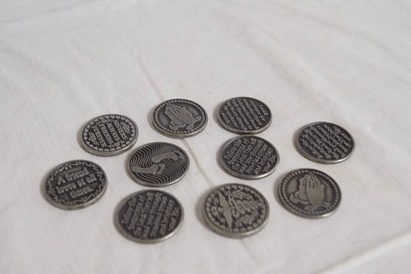 lot 1148 image: Lot of 10 - Friendship and Religious Phrase Coins - A sweet gift
