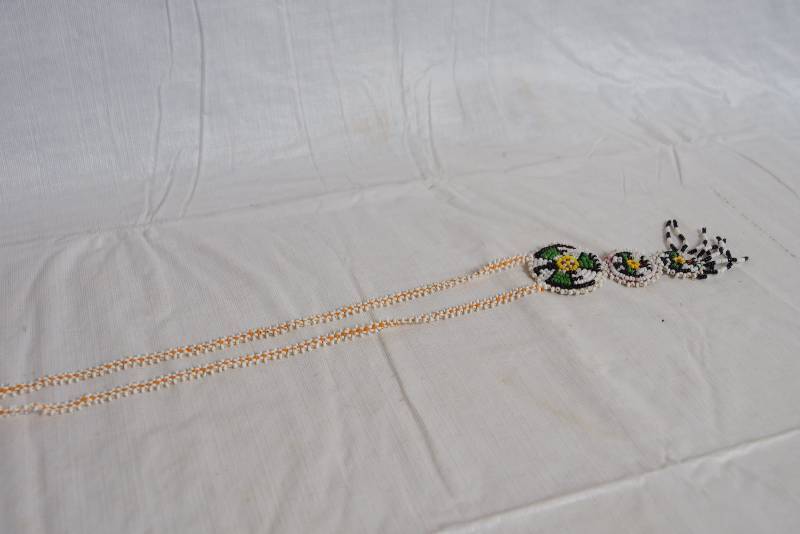 lot 2396 image: Native American Style Beaded Necklace w beaded medallions and fringe - Wow