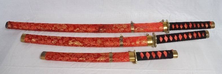 lot 9310 image: Katana Samurai Sword Set of Three - Chop - Chop