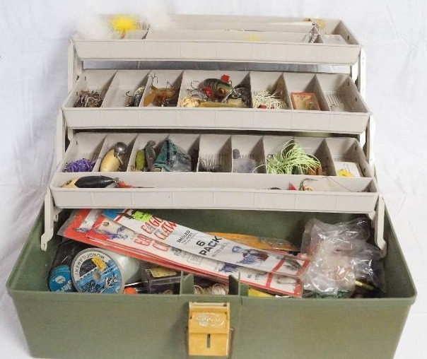 lot 9319 image: PLANO TACKLE BOX Packed Full of Fishing Tackle