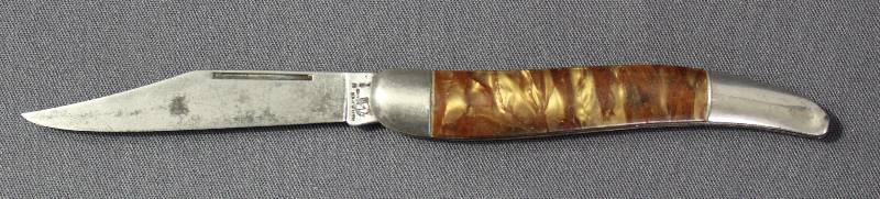 lot 9026 image: Vintage Namomer Brand USA Brown Handle Folding Pocket Knife