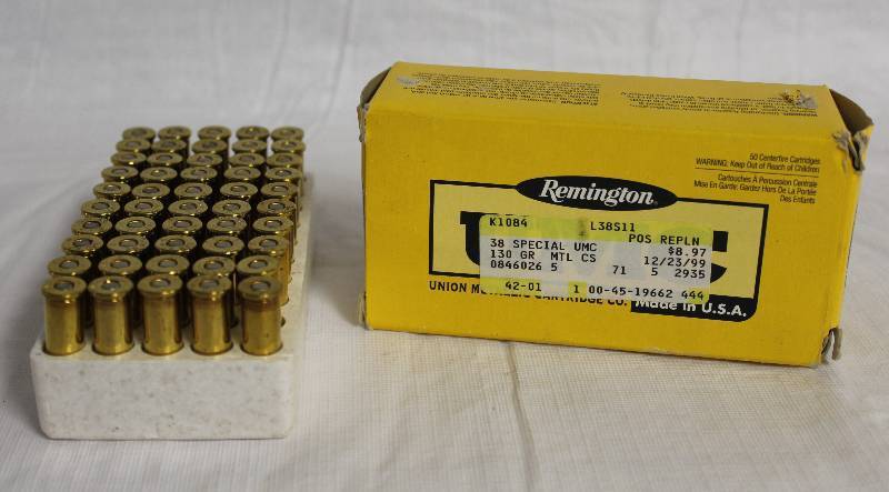 lot 99218 image: Package of 50 Remington Cartridges 38 Special UMC in Box - 130 GRAIN METAL CASE