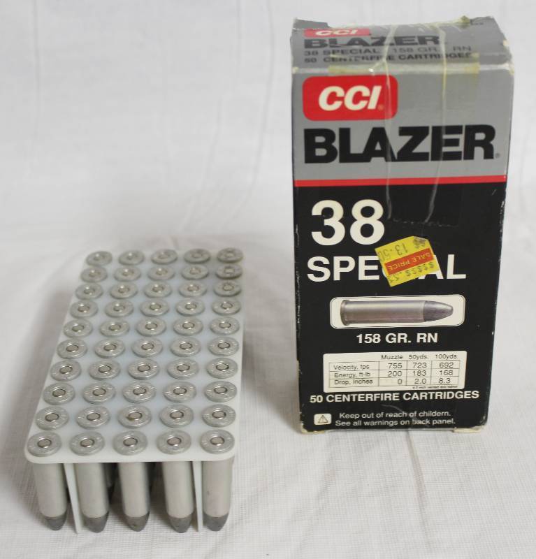 lot 99219 image: Box of 50 Centerfire 38 Special Centerfire Cartridges - CCI - 158 GR RN 3522