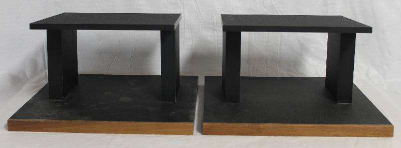 lot 9162 image: Set of 2 Speaker Stands Bring your Vintage Collection to Life 6H x 12W X 11D.