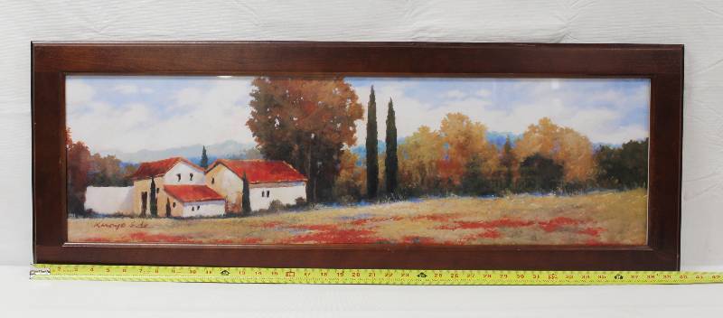 lot 9182 image: Beautiful Wall Hanging Portrait of Landscape, 40 wide x 14.5 tall.