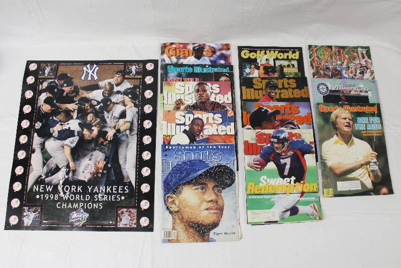lot 9219 image: Baseball Poster and Sports Magazines - 1998 World Series, Tiger Woods & More