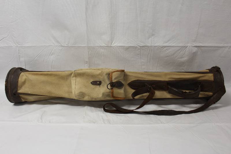 lot 9229 image: Vintage Golfers Caddy Bag with Pocket & Leather Strap