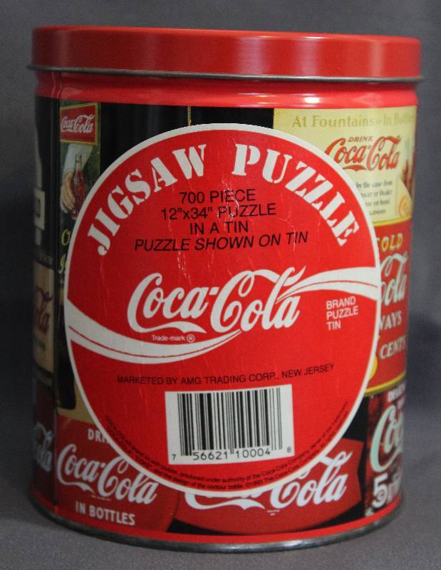 lot 9435 image: 1997 COCA COLA Nostalgic Advertising 700 Pc Puzzle 12x34 Original TIN Collectors