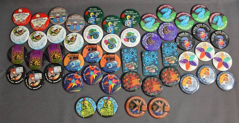 lot 9446 image: Riverfest Buttons, at LEAST 2 buttons for each year from 1983 to 2001