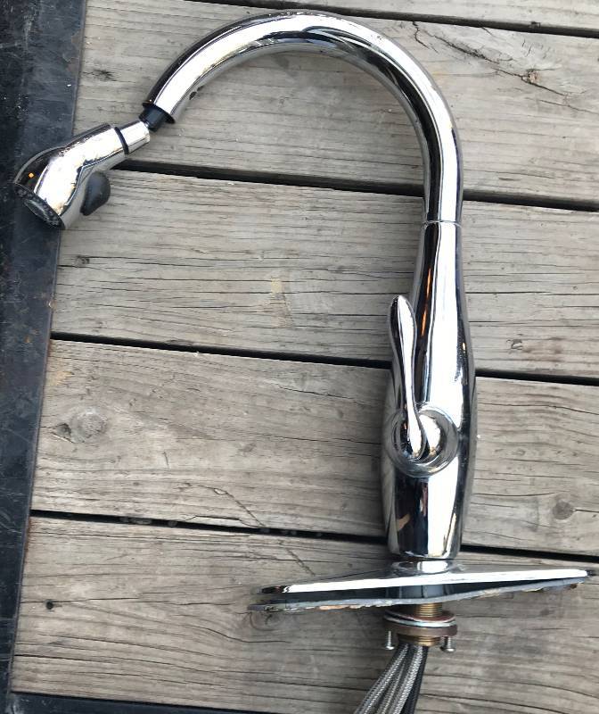 lot 4198 image: Super Heavy Gauge Kitchen Faucet - with Pull Out Spray Head