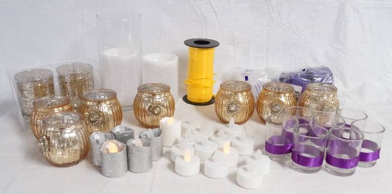 lot 9335 image: Huge Collection of Candles and Tea Lights - Spool of Ribbon
