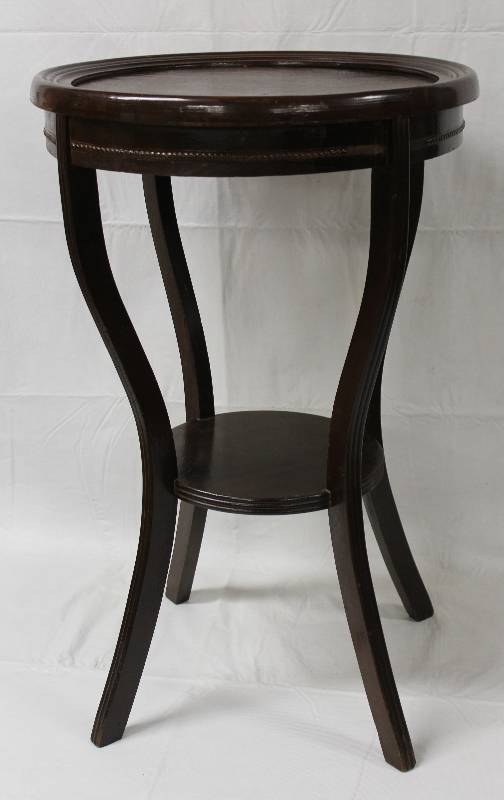 lot 9234 image: Nice Round Wood End Table - 27 tall x 17.5 wide.