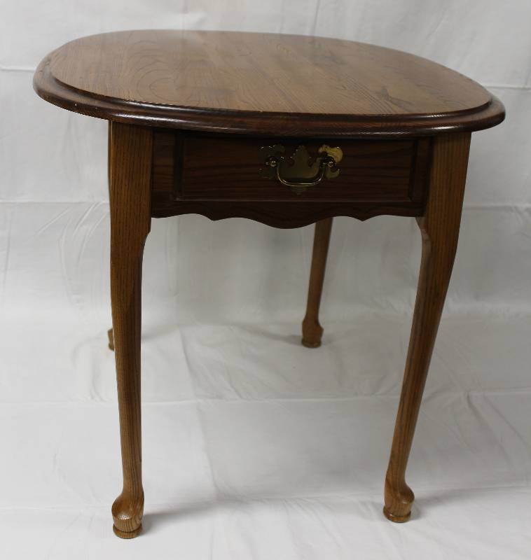 lot 9236 image: Wood Side Table with Drawer - 22 tall x 27 x 24