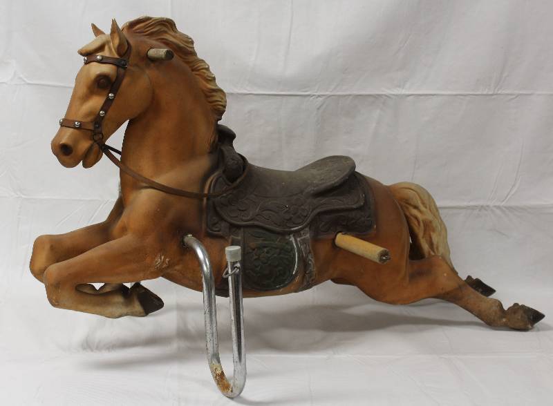 lot 9239 image: Vintage Child Riding Horse - approx. 40 long with 21 wide rails.