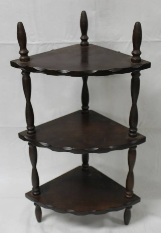 lot 9240 image: Small Wall Hanging Corner Shelf - 20 tall x 8 wide.