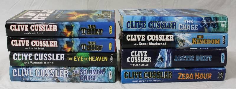 lot 9243 image: Lot of 8 books by Clive Cussler - All Hard Cover