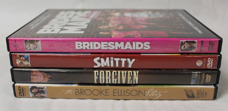 lot 9245 image: Lot of 4 DVDs - Bridesmaids, Smitty, Brooker Ellison, and Forgiven.