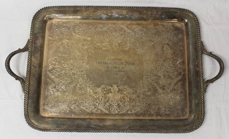 lot 9254 image: Vintage Silver 22 x 16-12 Serving Tray.