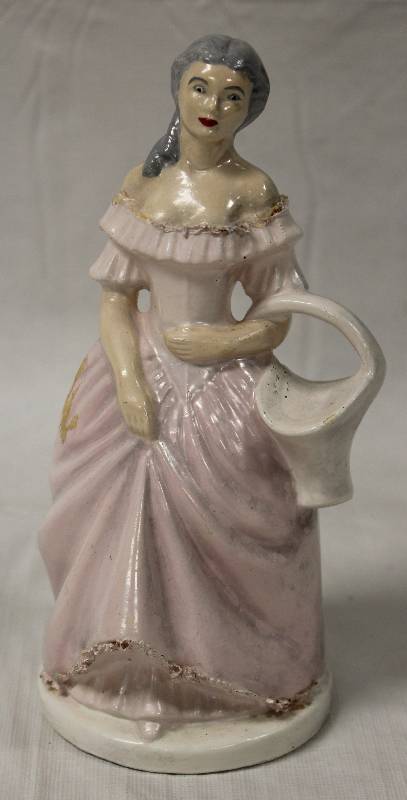 lot 9274 image: Vintage 7-12 Ceramic Figurine of Woman with Basket. #1740