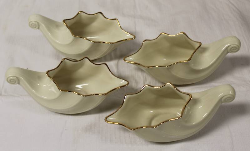 lot 9304 image: Set of 4 - Lenox Small Cornucopia Fine China with Gold Accents