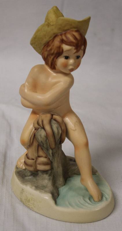 lot 9314 image: VINTAGE Goebel W. Germany Figurine Swimming Hole 11608-14 Artist Signedc1978