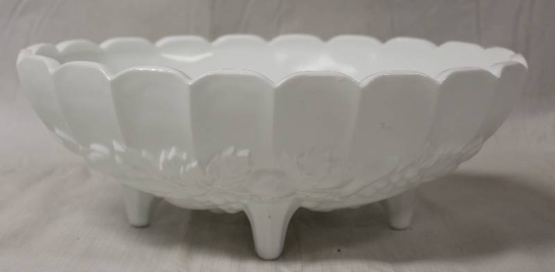 lot 9388 image: Large Footed Serving Bowl with Fruit Design on Bottom.