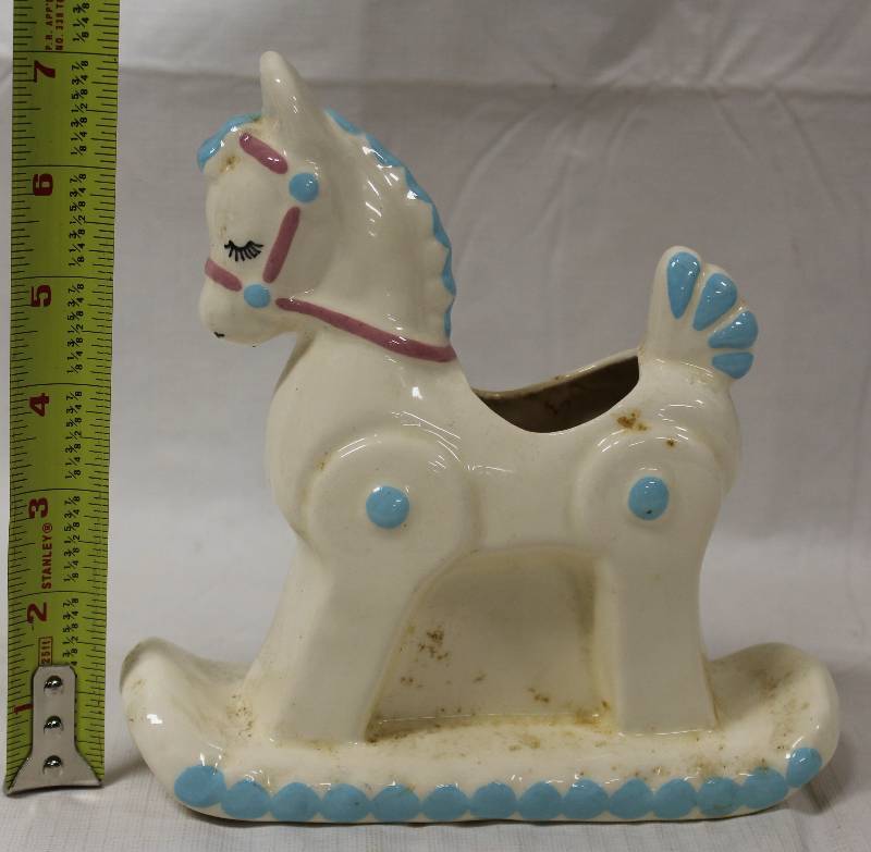 lot 9411 image: Ceramic Rocking Horse Flower Planter