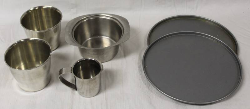 lot 9413 image: Metal Kitchen Bowls and Pans - Pewter, Sambonet Italy, Stainless Steel.