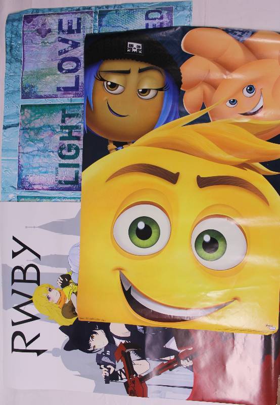 lot 9426 image: 3 Large Posters - Emoji Movie, RWBY, and Inspirational.