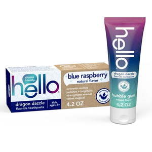 lot 1473 image: hello Kids Dragon Dazzle Blue Raspberry Fluoride Toothpaste Vegan & SLS Free