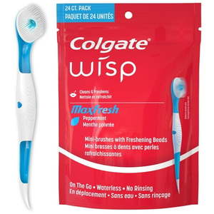 lot 1483 image: Colgate Max Fresh Wisp Disposable Mini Travel Toothbrushes Peppermint - 24 Count Adult