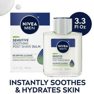 lot 1500 image: NIVEA MEN Sensitive Post Shave Balm with Vitamin E Chamomile and Witch Hazel Extracts 3.3 Fl Oz Bottle