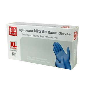 lot 1508 image: Nitrile Exam Gloves Latex-Free Blue X-Large Each (100 pieces per box)