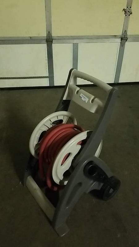 lot 121 image: Hose Reel- Hose and Sprayer  Heavy Duty