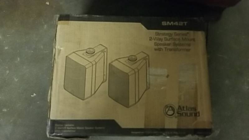 lot 132 image: Atlas Sound SM42T-B 4 2-Way Weather Resistant Speakers  NEW