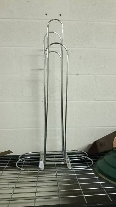 lot 146 image: Lot of 2 Commerical Hanger Racks- Stands- Chrome Finish