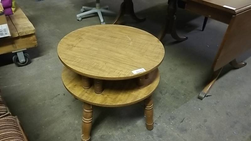 lot 1042 image: End Table- Sturdy  Round 2 Tier