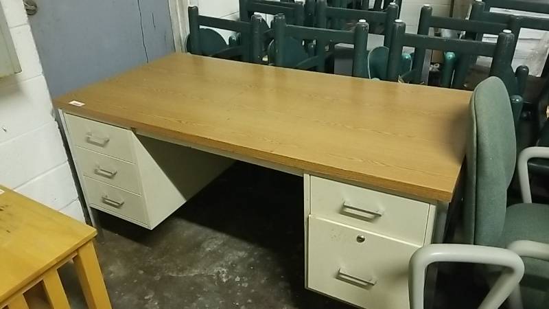 lot 1051 image: Desk- Metal- Shop Style