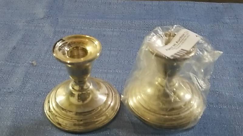 lot 138 image: Antique Candle Sticks- Sterling  Very Nice