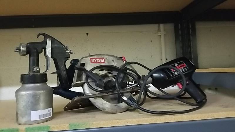 lot 1028 image: Tool Lot- Sprayer Circular Saw Drill