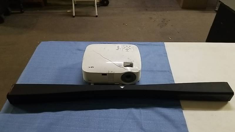 lot 1034 image: Projector and Sound Bar-  AS IS