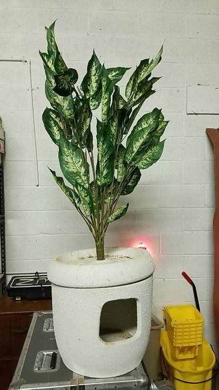 lot 3175 image: Faux Plant In large Plaster Type Pot