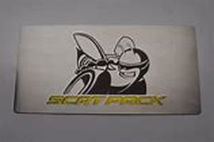 lot 54890 image: brushed Fuse Box Cover with Super Bee and Scat Pack Logos