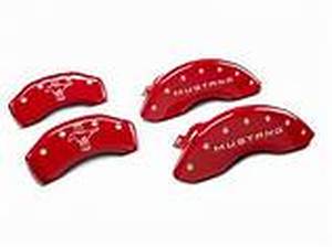 lot 54899 image: MGP red caliper covers with tri-bar pony logo front and rear
