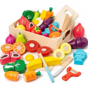 lot 1563 image: 32 Pcs Wooden Play Food Sets for Kids Kitchen Accessories, Early Education Montessori Kids Toys ,Vegetables Toddler Toys Role Pretend Playfor Toddlers and Kids Ages 3