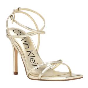 lot 1564 image: Calvin Klein Womens Tegin Heeled Sandal, Gold, 8possibly tried 