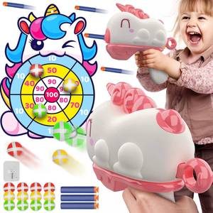 lot 1566 image: Samtop Dart Board Games for 3 4 5 6 7 8 9 10 11 12 Year Old Kids, 2 Mode Shooting Toys Indoor Outdoor Toys for Kids Boys Girls, Shooting Party Game Gun Toys Kids Christmas Birthday Gifts (Unicorn)