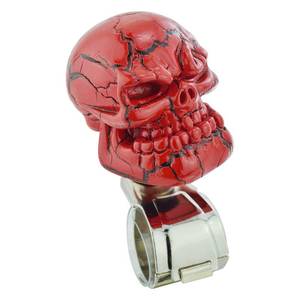 lot 1616 image: Thruifo Steering Wheel Knob Turning Spinner, Big Skull Car Grip Handle Suicide Knobs Fit Most Manual Automatic Vehicles, Red